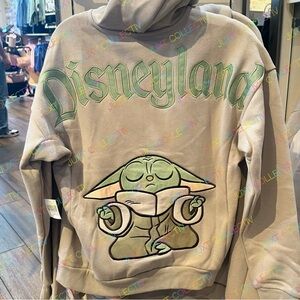 Disneyland Logo Star Wars Baby Yoda Grogu Zip Up Hoodie Sweatshirt